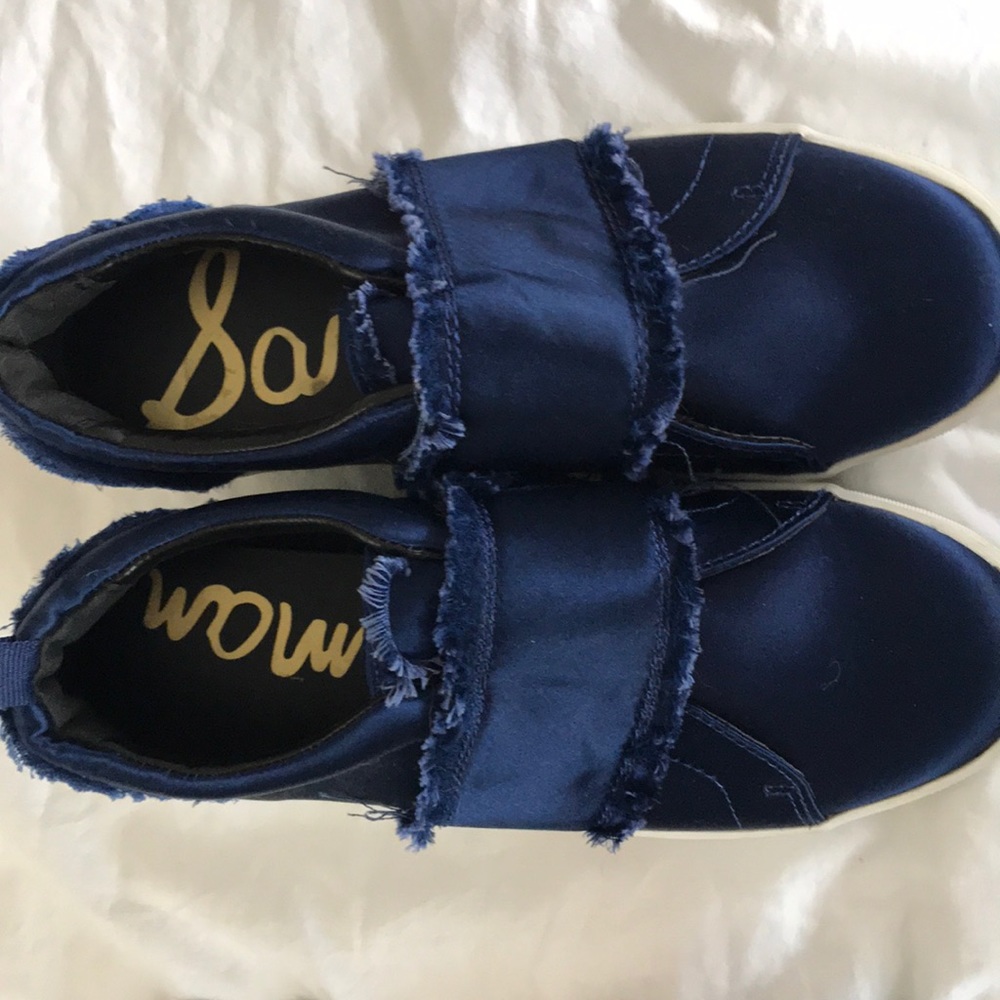 Sam Edelman Levine Satin Frayed Slip On Sneakers